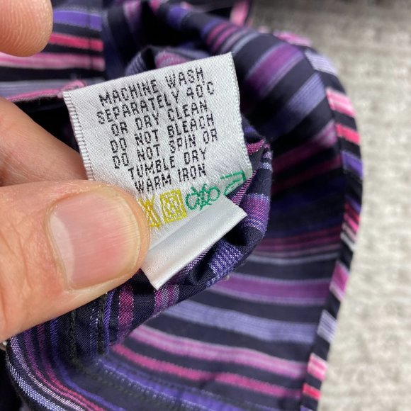 BUGATCHI UOMO Shirt Men Small S Purple Pink Striped Colorful Button Up Formal - Picture 7 of 11